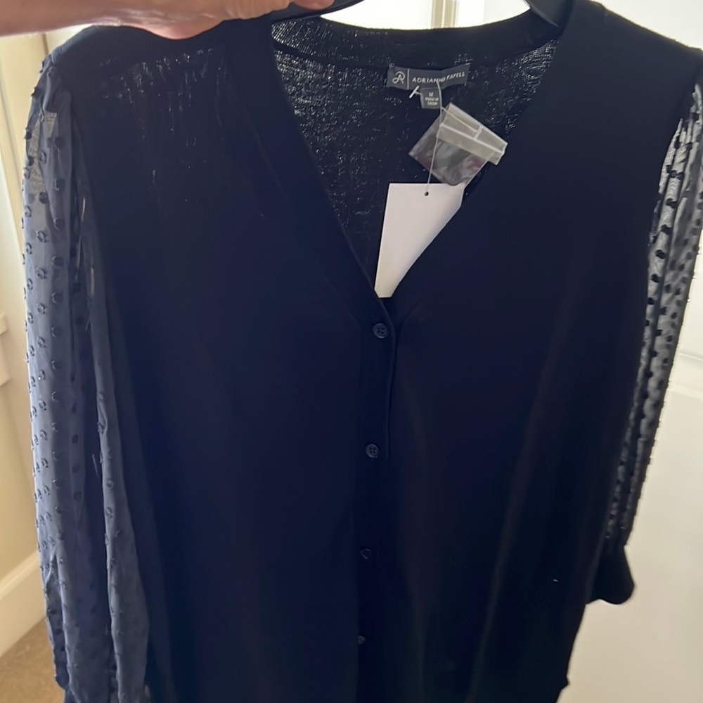 Sweater cardigan button up sheer black polka dot sleeves~ so lovely 🥰🌹